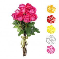11 роз (70 см), цвет в ассортименте